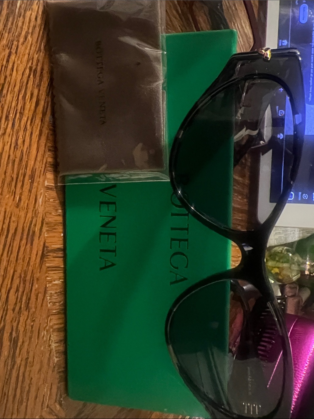 Bottega Veneta Black Sunglasses with Gold Details